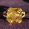 New Luxury Big Yellow Color Zircon 18k Gold Color designer Engagement Ring ForWedding band Rings for Women men Jewelry2549