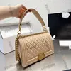 Frankrijk dames klassieke flap sac boy tassen kaviaar lederen kalfsleer echte lederen wilde handgreep bakken schouderband met letter verstelbare crossbody gewatteerde handtas 25 cm 25 cm