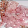 Pierre naturelle rose cristal ornements sculpté 25X10Mm coeur Chakra Reiki guérison Quartz fabrication de bijoux décor à la maison livraison directe Dhgxd