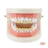 Grillz Dental Grills hip hop su damlası Grillz gerçek altın kaplama içi boş rapçi gövde mücevher dört renk altın sier gül silah siyah 6 otrht