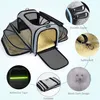 Cat Carriers Pet Travel Bag Airline Godkänd utbyggbar vikbar hundbärare ryggsäck 5 öppna dörrar reflekterande band handväska transport