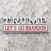 Metal Car Sticker Trump Party Favor Lets Go Brandon Zinc Eloy Tailgate Trim Badge Body Leaf Board Banner Banner