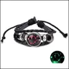 Other Bracelets Arrival 12 Constellations Luminous Bracelet Punk Black Leather Zodiac Alloy Bead Snap Buttons Charm Jewelry For Wome Ottr6