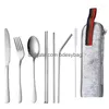 Dinnerware Sets Set Cutlery 7 Restaurant Pieces Steel Knife St Fork Tableware Western Classic Stainless Dinner Dining Drop Delivery Dhlst