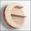 Andere Wohnkultur 1 Stück Holz Lagerregal Wandmontage Kreative Mondform Drop Lieferung Garten Ot0Ea