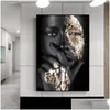 Pinturas sexy africano preto dourado pictures de lona impressão decorativa de pintura de parede arte para os pôsteres de sala de estar sem moldura gota de dhfoh