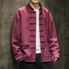 Men's Jackets Chinese Traditional Dress Mens Embroidery Tang Suit Wu Dang Plus Size Long Sleeve Jacket Retro Tai Chi Hanfu Men Coat