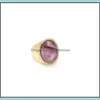 Cluster Rings Fashion Gold Plated Oval Amethyst Quartz Crystal Geometric Natural Stone Ring For Women Men Jewelry Gift Drop Delivery Dhyeo