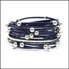 Outras pulseiras 5 cores moda shinning bead wrap pu de couro pulseira women design mtilayer com glop magn￩tico Delive OTW24