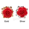 Röd harts Rose Flower Servett Ring Hotel Wedding Decor Metal Servin Buckle Festival Party Banquet Table Decoration Ring Holder BH8162 TYJ