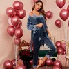 Home Apparel Golden Velvet Pajamas For Women In Winter Sexy Lace Suspenders Three Piece Pajamas With Breast Cushions Spring And Autumn Large Household Clothes