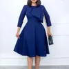 Lässige Kleider, elegant, für Damen, Rundhalsausschnitt, volle Ärmel, hohe Taille, A-Linie, formelle Büro-Damen, Arbeits- und Business-Kleid, Midi-Kleidung