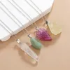 Natural Irregular Rough Raw Fluorite Stone Pendant Healing Crystal Gemstone Stainless Steel Chain Necklace Women Jewelry