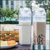 Vattenflaskor Transparent mj￶lkflaska Drinkware Shaker Sport Square Juice f￶r utomhuskl￤ttring Cam Travel Kawaii Cup Drop Delivery Otmlr