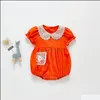 Barboteuses Bébé Enfants Escalade Barboteuse À Manches Courtes Orange Évider Pet Pan Col 100 Coton Été Fille Vêtements Pour Bébés 02T Drop Deliv Dhofv