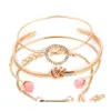 Charm Bracelets 4 PCS/ 세트 클래식 화살표 매듭 둥근 수정 보석 mtilayer 여성 패션 파티 보석류 gi otyhp를위한 조절 가능한 오픈 브레이슬릿