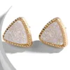 Stud Druzy Drusy Earrings Gold Plated Triangle Geometry Stone Earings Christmas Gift Drop Delivery Jewelry Dhkit