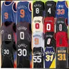 RJ Barrett Julius Randle Maglie da basket Damian Lillard Mesh Patrick Ewing Reggie Miller Kemba Walker Derrick Rose 22-23 Camicia City Blue Black Edition 9 0 33 8 4