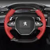 Peugeot 3008 4008 5008 2016-2019 508 208 2019 2020高品質のカスタムハンド縫製レザーステアリングホイールカバー