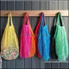 Reusable Grocery Bags Shop Bag 14 Color Large Size Shopper Tote Mesh Net Woven Cotton Portable Home Storage Rrb14992 Drop Delivery G Otigo