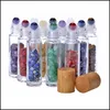 Roll On Bottles 10Ml Olio Essenziale Rollon Vetro Per Bottiglia Con Cristallo Naturale Schiacciato Pietra Di Quarzo Roller Ball Goccia Di Bambù Consegna Otj1L