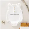 Rompers Baby Girl Kids Climbing Sleeveless Oneck Solid Collar Three Buttons Jumpsuits 100 Cotton Summer Infant Romper 02T Drop Deliv Dh6Rf