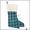 Christmas Toy Stocking Grid Plaid Xmas Pendent Candy Gifts Bag Pursework Long Socks Ornament Drop Delivery Toys Novelty Gag Dhmpg