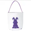 Easter Bunny Basket Hucket Sequines fyllda v￤skor Diy Tail Rabbit Ears Cartoon Canvas Storage Bag Cylinder Eggs Presentv￤ska barn Candy Totes Handv￤skor BC227