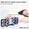 Desk Table Clocks 3D Led Digital Alarm Clock Wall Remote Control Nightlight With 12/24 Hour Display 4 Brightness For Office Home D Dhs6U