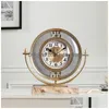 Desk Table Clocks Nordic Gold Clock Vintage Creative Silent Luxury Simple Bedroom Reloj Escritorio Home Decoration Ac50Tc Drop Del Dhlka