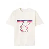 Camisetas Masculinas Tingidas 100% Algodão Estampadas Little White Rabbit 23 ss Novo Estilo Manga Curta 49390