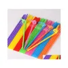 Drinking Straws 100Pcs/Set Wholesale Color St Onetime Art Long Elbow Juice Drink Plastic 100 Sticks Stock Sn1164 Drop Delivery Home Dhw9T