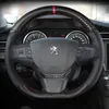 for Peugeot 408 2014-2019 Traveller 2016-2019 High quality custom hand stitched carbon fiber suede steering wheel cover