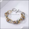 Catena a maglie Hiphop Bracciale con chiusura in lega di alluminio Oro Sier Colore Braccialetti a maglie per donna Uomo Regali Amici Amante Gioielli all'ingrosso Dhwtx