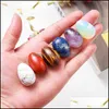 Stone Natural 30mm Egg Ornaments Quartz Healing Crystals Energy Reiki GEM Craft Handbitar vardagsrumsdekoration Drop Delivery Jewe DHMWB
