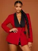 Red Black Blazer Suit Jacket Slim Fit Long Sleeve Formal Wedding Tuxedos Prom Evening Wear One Piece6755771