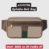 Ophidia Belt Bag 574796 Unisex 여성 남성 빈티지 허리 Bumbag Green Red Strip 및 Double Letter Hardware Logo325b