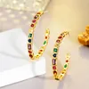 Luxury AAA Cubic Zirconia Gold Designer Hoop Earring for Woman Colorful Diamond Heart Round Square 925 Silver Post Big Earrings Fashion Women Lady Jewelry Gift