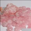 Pierre naturelle rose cristal ornements sculpté 25X10Mm coeur Chakra Reiki guérison Quartz fabrication de bijoux décor à la maison livraison directe Dhgxd