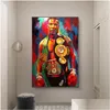 絵画通りのグラフィティアートポスター壁の装飾絵画プリントキャンバスボクシングチャンピオンタイソン写真