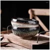 Skålar japanska keramiska retro temmoku glasyr ris ramen skål kreativ ugn byt sallad nudel soppa restaurang kök tabell ser ut dhlde