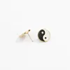 Small Black and White Tai Chi Stud Earrings for Men Trendy Punk Earrings Fashion Jewelry Ear Accessories