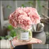 Flores decorativas Guirnaldas Hortensia Ramo artificial Seda Floración Peonía falsa Mano nupcial Flor Rosas Boda Centros de mesa Dec Ot5Ej