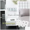 Rel￳gios da mesa de mesa Modern Digital 3D LED Wall Clock Alarm SN com 12/24 horas de exibi￧￣o SASW666 Drop Delivery Home Garden Decor Dhehu