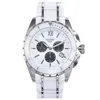 New Men Quartz Watch White Ceramic Two-tone Stainless Steel Back Dial Silver Hands chronograph2442312m