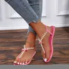 2022 Flatser Summer Open Toe New Women Sandals grunt tofflor Skor Designer String Bead Slip-On Flip Flops Party Casual Slides T221209 478