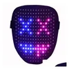 Party Masks 2022 Halloween Led Mask Luminous 25 Dynamic Pictures Still Picturess Facechanging Induction Dance Bars Atmosphere Props Dhb4P