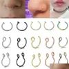 Neusringen noppen 1 st roestvrij staal nepring ring septum c clip lip oorbellen voor vrouwen piercing body sieraden niet -gepierde druppel deli dha6u