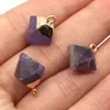 Natural Crystal Stone 11x20mm Rhombus Pendant Amethyst Fluorite Quartz For DIY Necklace Earrings Jewelry Accessories