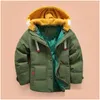 다운 코트 어린이 파카스 410T 겨울 어린이 아우터웨어 소년 카구아 따뜻한 코트 재킷 후드 드롭 배달 아기 출산 의류 ou dhzfo